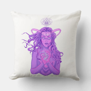 Ancient goddess of dimensions purple art throw pillow