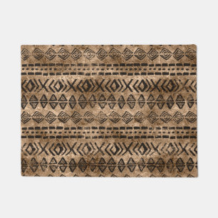 Ancient  Gold and Black Tribal Ethnic  Pattern Doormat