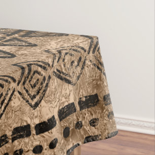 Ancient  Gold and Black Tribal Ethnic  Pattern Tablecloth