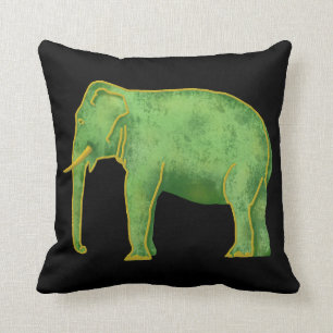 Ancient Gold and Jade Elephant Throw Pillow