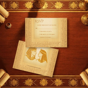 Ancient Gold Hieroglyphic Motifs Egyptian Wedding RSVP Card