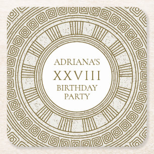 Ancient Greece Birthday Party with stone elements Square Paper Coaster