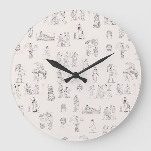 Ancient Greece Classical Greek History Pattern Large Clock (Front)