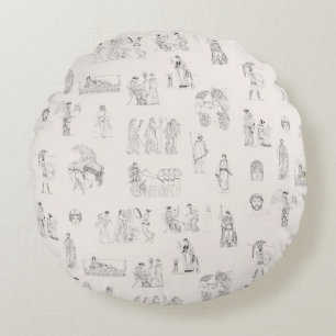 Ancient Greece Classical Greek History Pattern Round Pillow