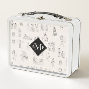 Ancient Greece Greek History Pattern Monogram Metal Lunch Box