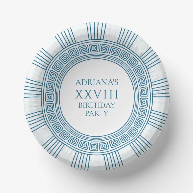 Ancient Greece themed birthday party in blue Paper Plate (Front)
