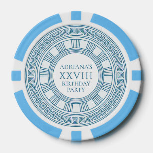 Ancient Greece themed party  with blue pattern Poker Chips
