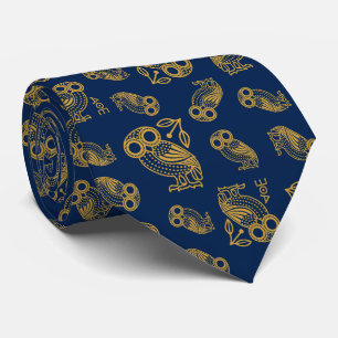 Ancient Greek Athenian Owl Pattern  Tie