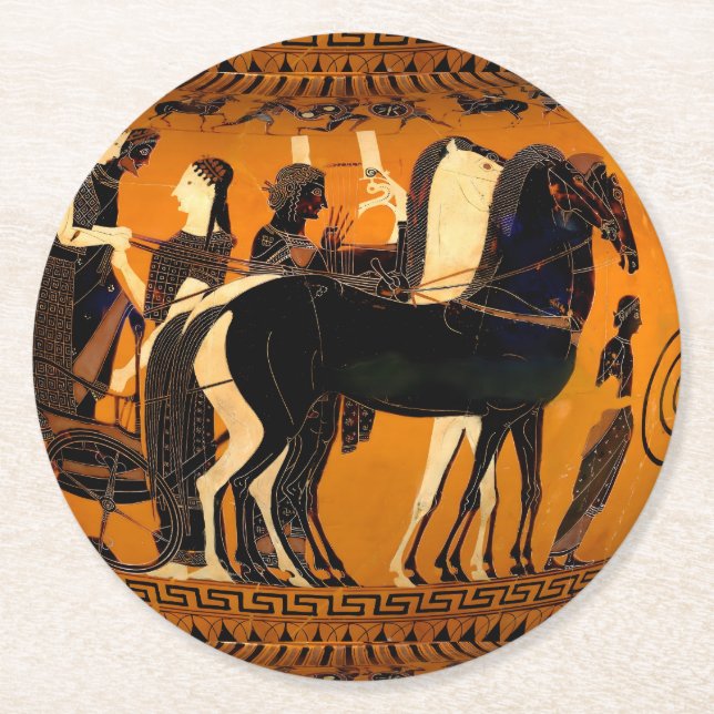 Ancient Greek Black-Figure Art Coaster (Front)