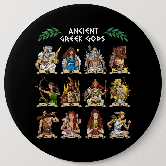 Ancient Greek Gods 6 Inch Round Button (Front)