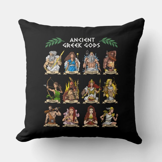 Ancient Greek Gods Throw Pillow (Front)