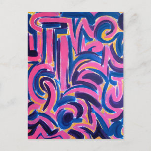 Ancient Greek Graffiti-Abstract Art Hand Painted Postcard