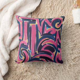 Ancient Greek Graffiti-Hand Painted Abstract Art Throw Pillow
