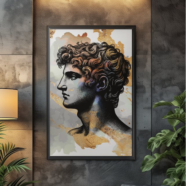 Ancient greek man surrounded by shiny gold marble  canvas print (Creator Uploaded)