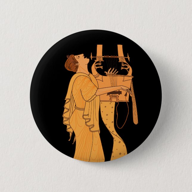 Ancient Greek Musician Singing & Playing Kithara 2 Inch Round Button (Front)