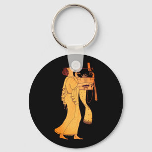 Ancient Greek Musician Singing & Playing Kithara Keychain