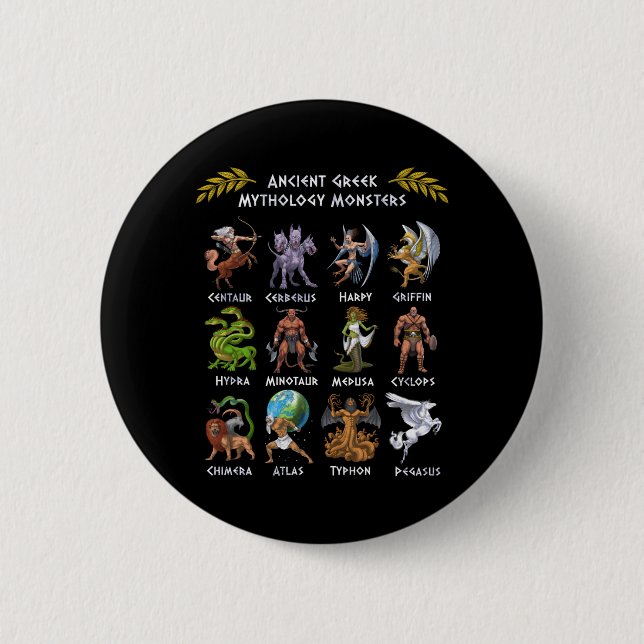 Ancient Greek Mythology Monsters 2 Inch Round Button (Front)