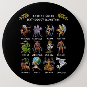 Ancient Greek Mythology Monsters 6 Inch Round Button