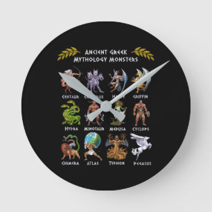 Ancient Greek Mythology Monsters Round Clock