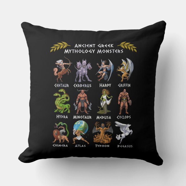 Ancient Greek Mythology Monsters Throw Pillow (Front)
