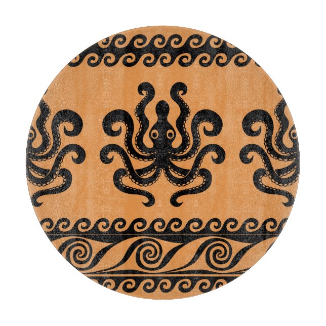 Ancient Greek octopus, wave pattern Cutting Board (Front)