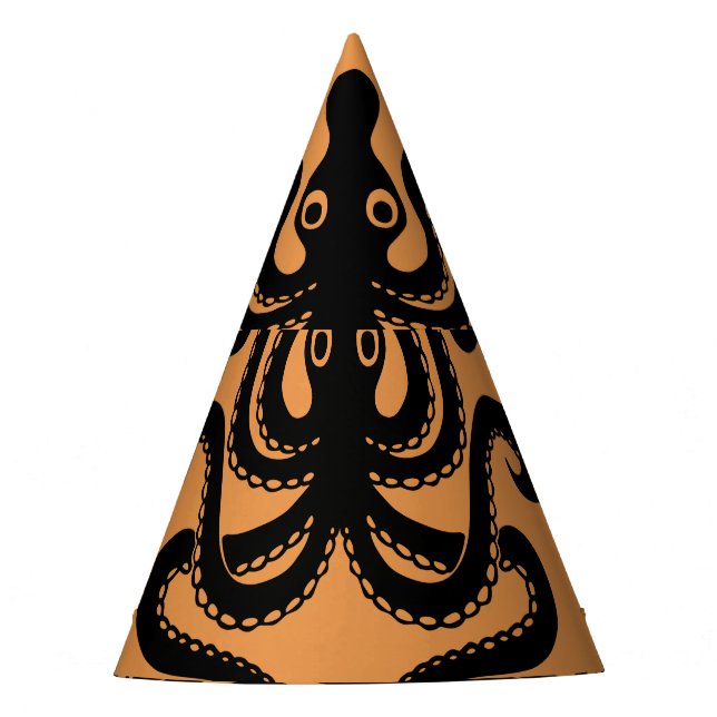 Ancient Greek octopus, wave pattern Party Hat (Front)