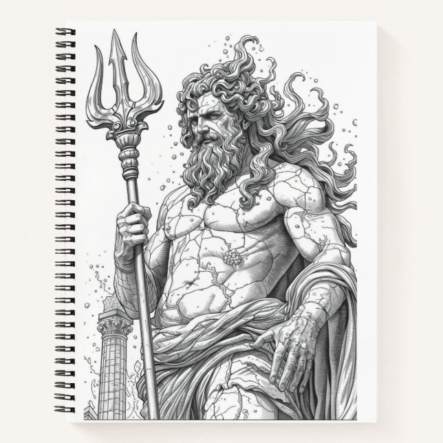 Ancient Greek Poseidon Stone Statue Graphic Notebook (Front)