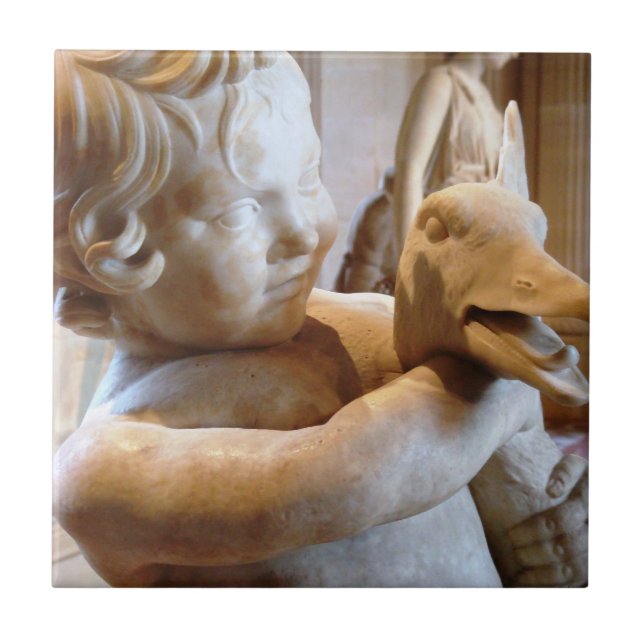 Ancient Greek Sculpture Boy and Goose Tile (Front)