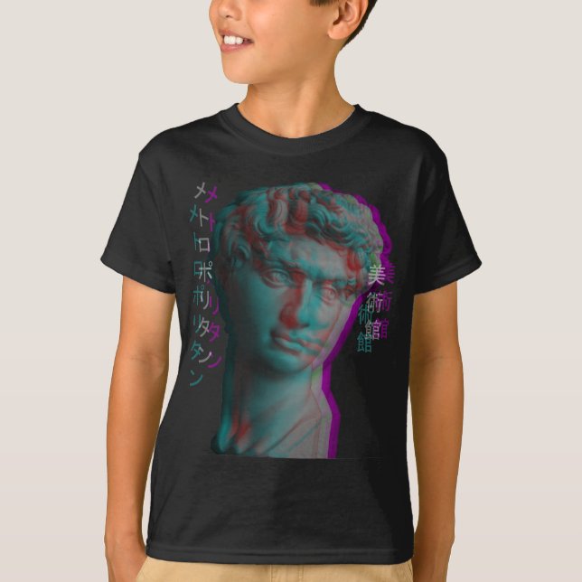 Ancient Greek Sculpture Vaporwave Statue Head T-Shirt (Front)