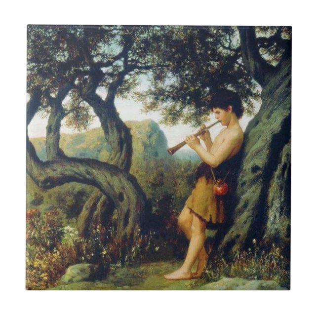 Ancient Greek Shepherd Boy Playing Music Tile (Front)