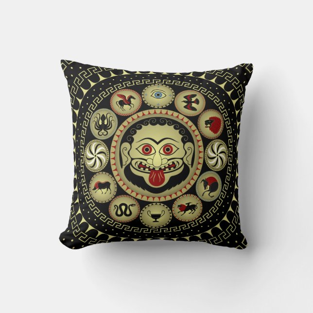 Ancient Greek shield designs combination Throw Pillow (Front)