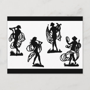 ancient Greek silhouettes of the Muses Postcard