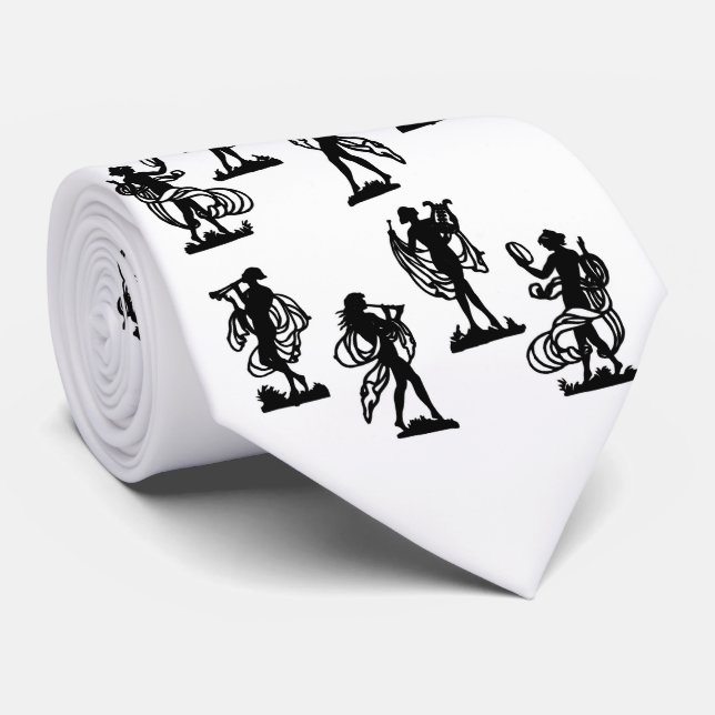 ancient Greek silhouettes of the Muses print Tie (Rolled)
