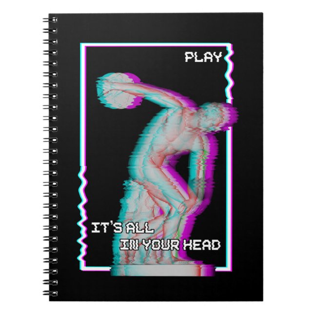 Ancient Greek Statue Discus Throw Vaporwave Glitch Notebook (Front)