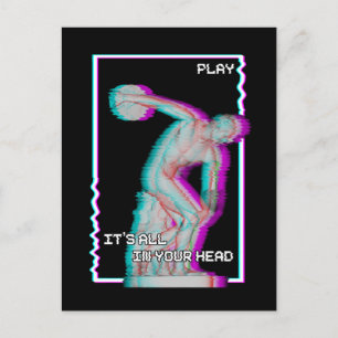 Ancient Greek Statue Discus Throw Vaporwave Glitch Postcard