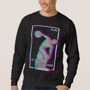 Ancient Greek Statue Discus Throw Vaporwave Glitch Sweatshirt