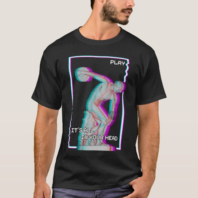 Ancient Greek Statue Discus Throw Vaporwave Glitch T-Shirt (Front)