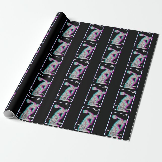 Ancient Greek Statue Discus Throw Vaporwave Glitch Wrapping Paper (Unrolled)