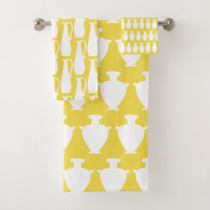 Ancient Greek White Vases Jars Pattern Towels Set
