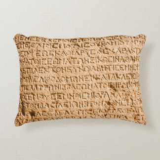 ancient Greek writing chiseled on stone Accent Pillow