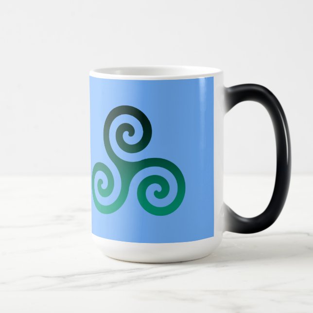 Ancient Green Triskele Pale Blue Magic Mug (Right)