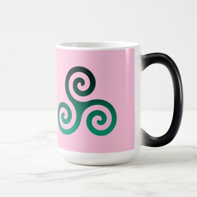 Ancient Green Triskele Pastel Pink Magic Mug (Right)