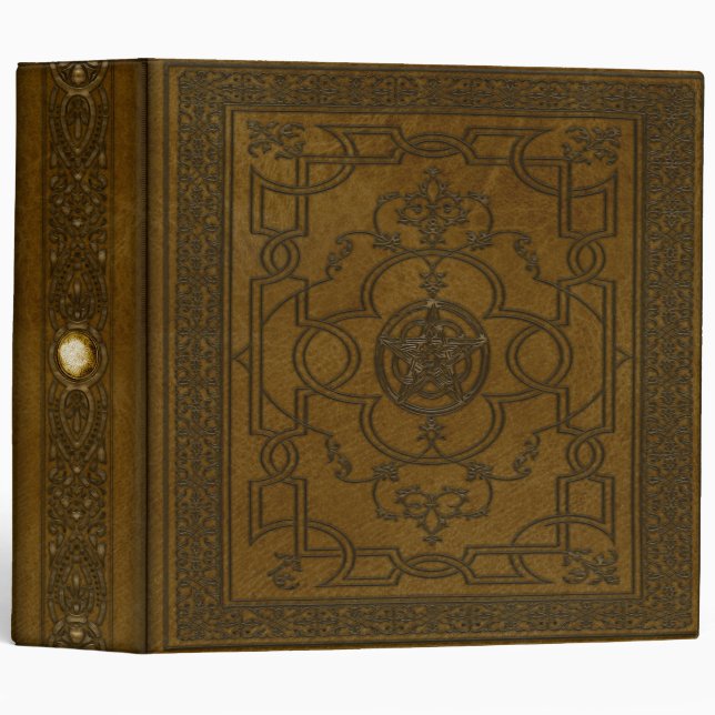 Ancient Grimoire Embossed Leather Book of Shadows Binder (Front/Spine)