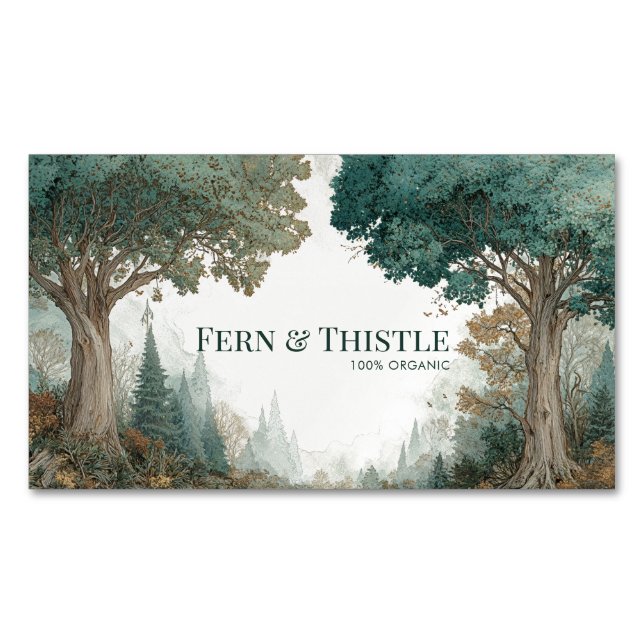 Ancient Guardian Trees Vista  Magnetic Business Card (Front)