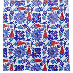 Ancient Handmade Turkish Floral Tulip Tile Pattern