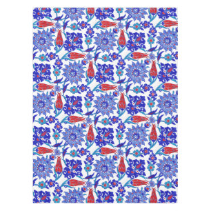 Ancient Handmade Turkish Floral Tulip Tile Pattern Tablecloth