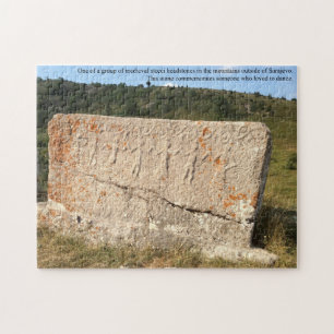Ancient Headstone in Bosnia Mountains Jigsaw Puzzle
