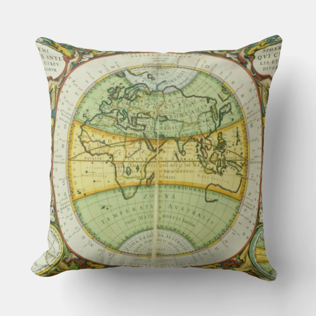 Ancient Hemispheres of the World, plate 94 from 'T Throw Pillow (Front)