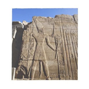 Ancient hieroglyphs on wall, Temple of Karnak, Notepad