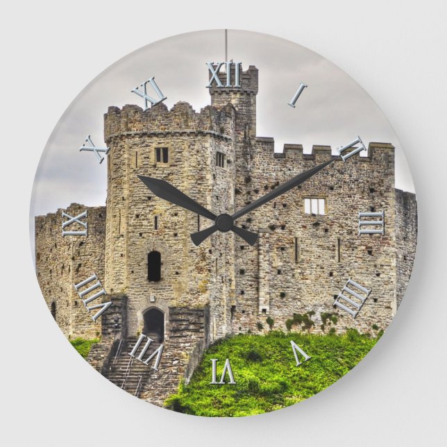 Ancient Historic Sites, Castle Ruins of Britain Large Clock (Front)